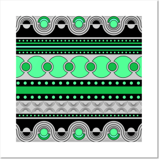 Bright ornament in green colors. Posters and Art